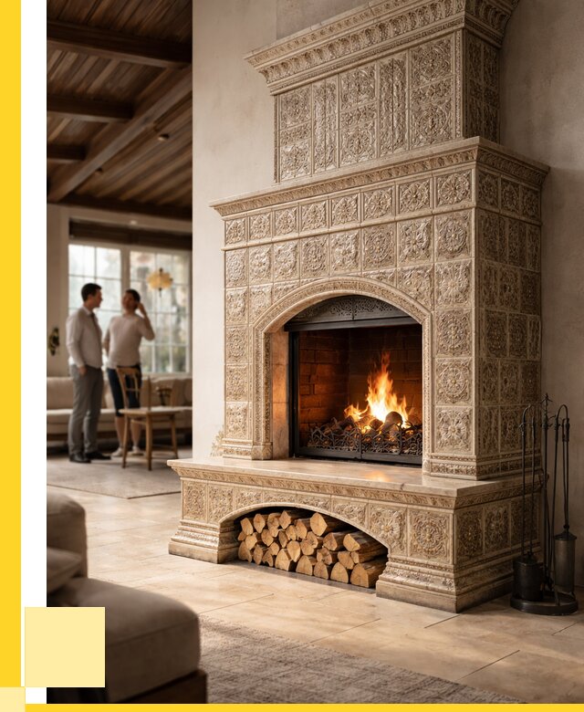 Купить изразцовый камин в Череповце от 255525 р. | ЭриданЧрп