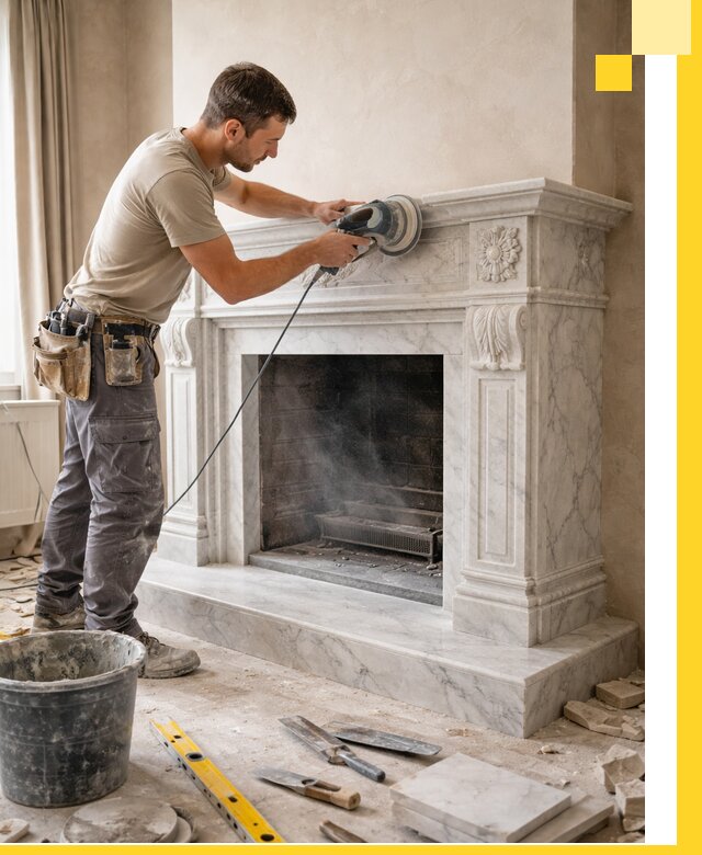 Изготовление и установка мраморных каминов в Череповце под ключ