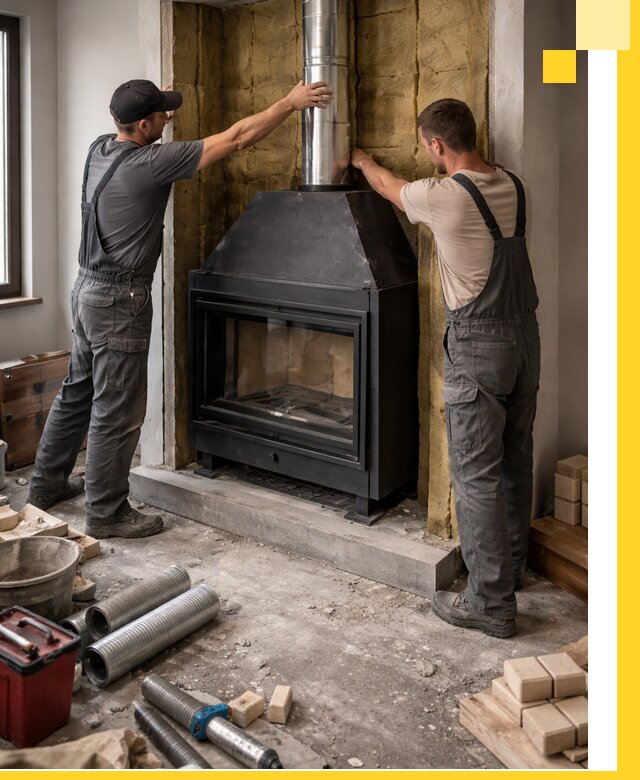 Изготовление и монтаж закрытых каминов в Череповце под ключ