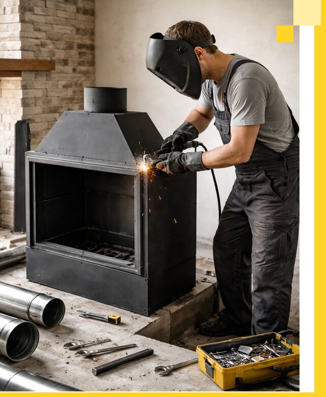 Продажа и установка металлических каминов в Череповце под ключ