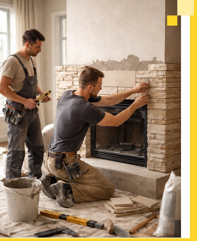 Установка и монтаж каминов для загородного дома в Череповце