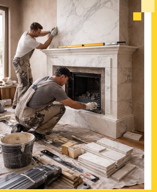 Отделка каминов в Череповце качественные облицовочные работы