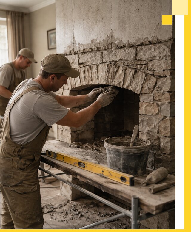 Изготовление каминов под ключ в Череповце, монтаж и отделка