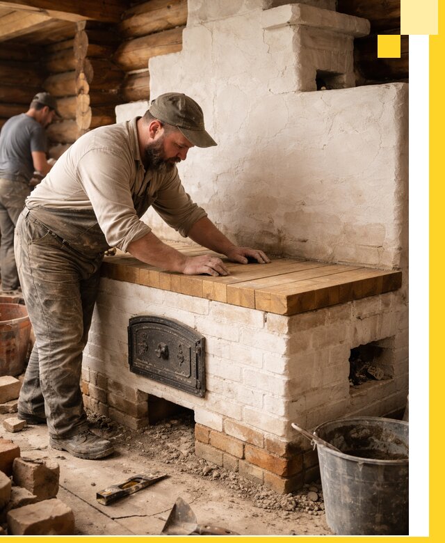 Проектирование и установка русской печи с лежанкой в Череповце