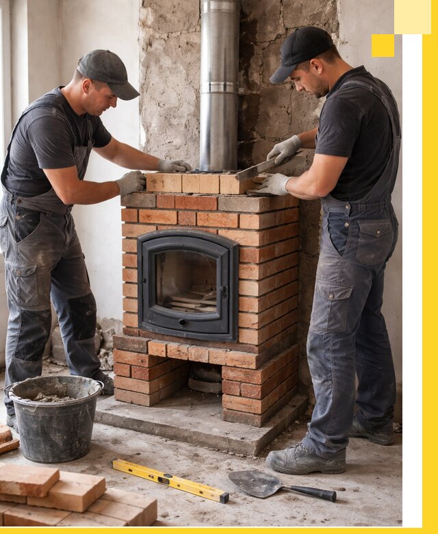 Монтаж печи камина под ключ в Череповце с гарантией и пусконаладкой