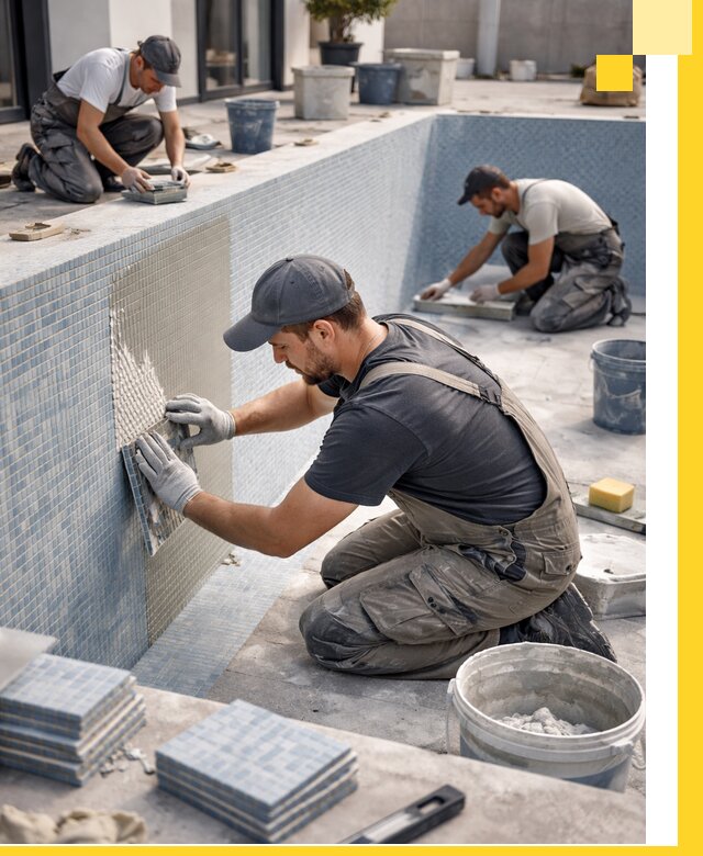 Облицовка бассейнов в Череповце плитка мозаика гидроизоляция