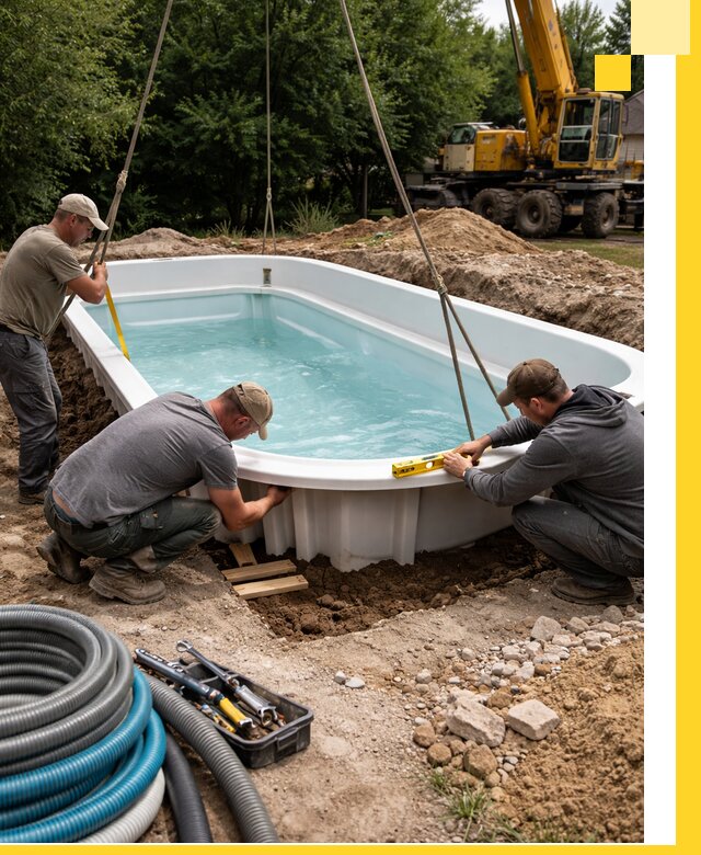 Установка и монтаж композитных бассейнов под ключ в Череповце