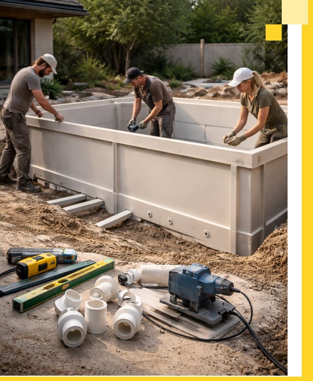 Установка полипропиленовых бассейнов под ключ в Череповце