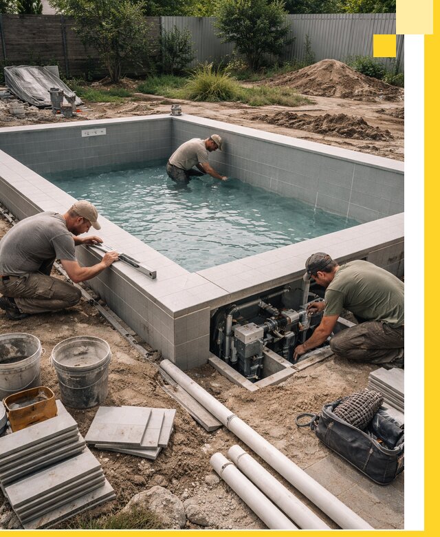 Строительство и монтаж бассейнов для дачи под ключ в Череповце