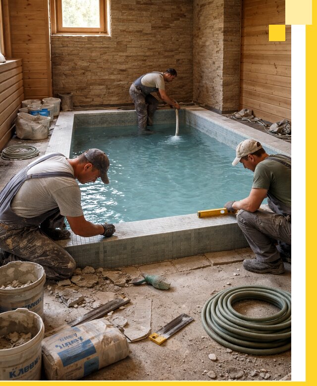 Проектирование и строительство бассейнов для бани в Череповце