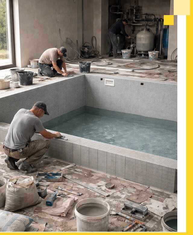 Строительство и монтаж бассейнов в помещении в Череповце