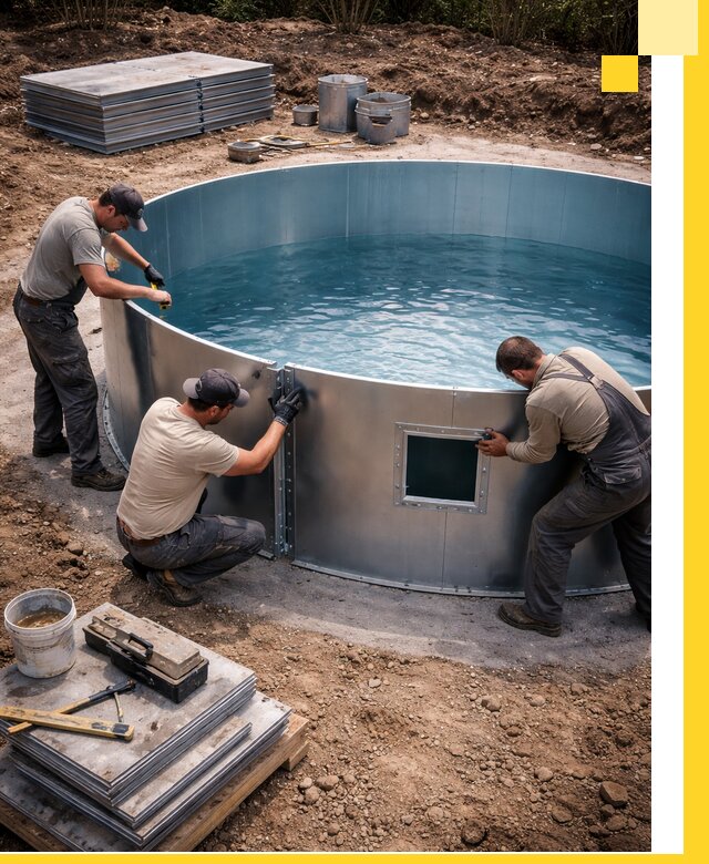 Круглые бассейны под ключ в Череповце проектирование и монтаж