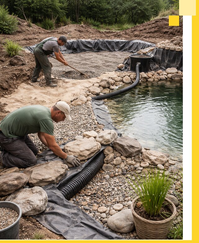 Строительство природных бассейнов и озер в Череповце под ключ