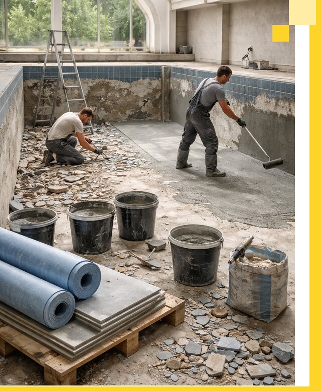 Реконструкция бассейнов в Череповце: ремонт, гидроизоляция