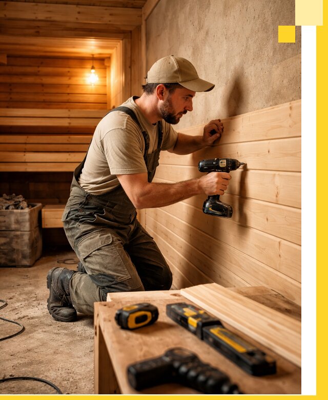 Профессиональная внутренняя отделка бани в Череповце под ключ