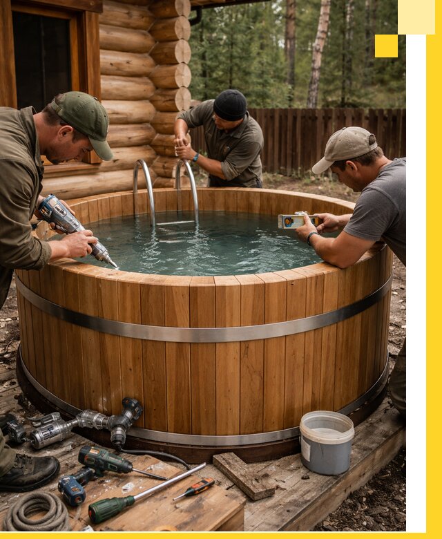 Строительство бань с купелью под ключ и отделкой в Череповце