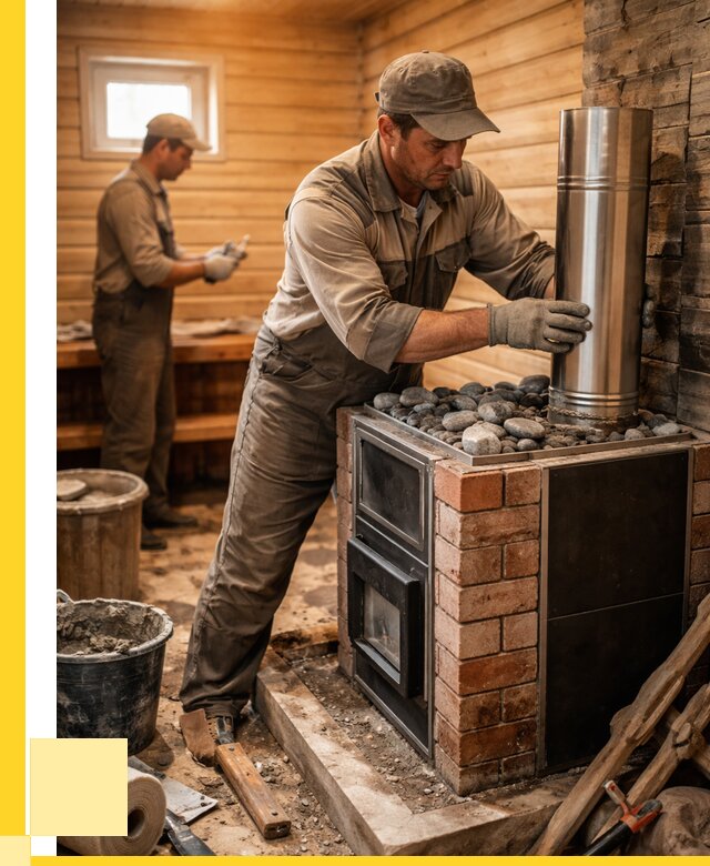 Монтаж печи в бане под ключ в Череповце от 20442 р. | ЭриданЧрп