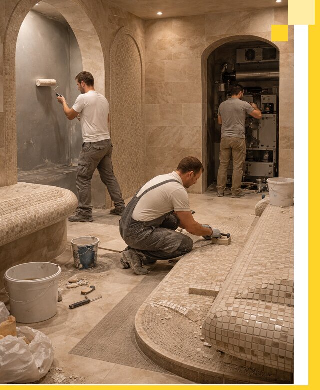 Строительство бани с хамамом и бассейном под ключ в Череповце