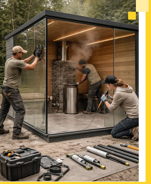 Проектирование и строительство стеклянных бань в Череповце