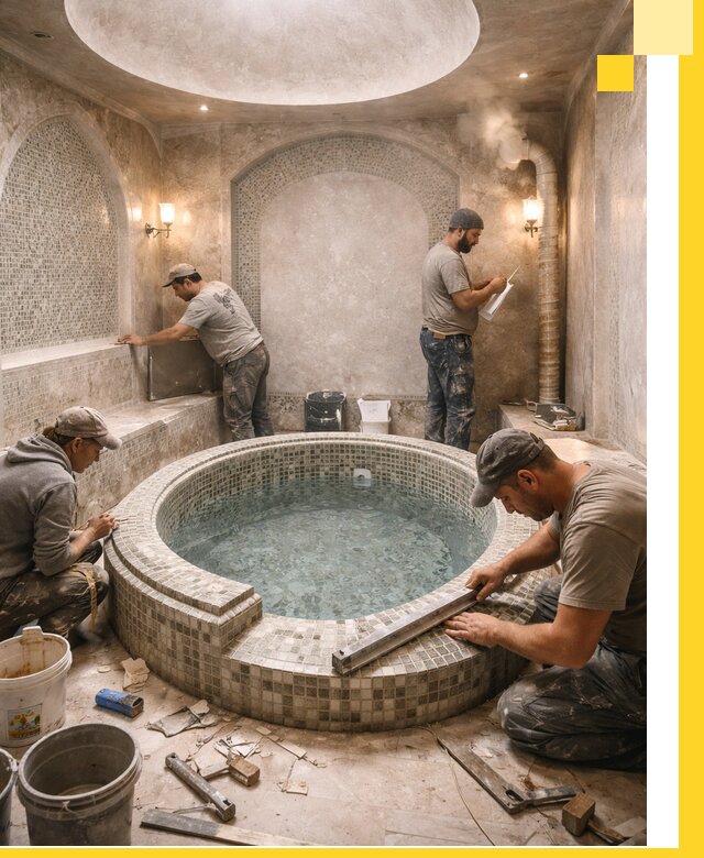 Профессиональное строительство хамама с бассейном в Череповце под ключ